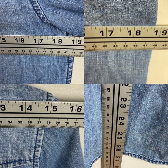 Madewell Denim Lace-Up Shirt Chester Wash Chambray Blue Size Small Popover‎ Boho - Picture 8 of 8